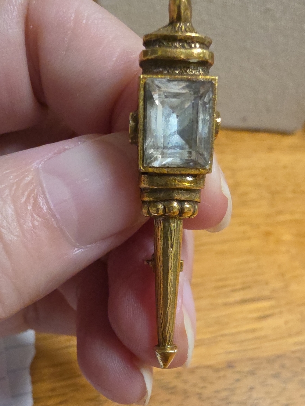 Vintage Goldette Victorian Revival Lantern Brooch - Picture 4 of 6